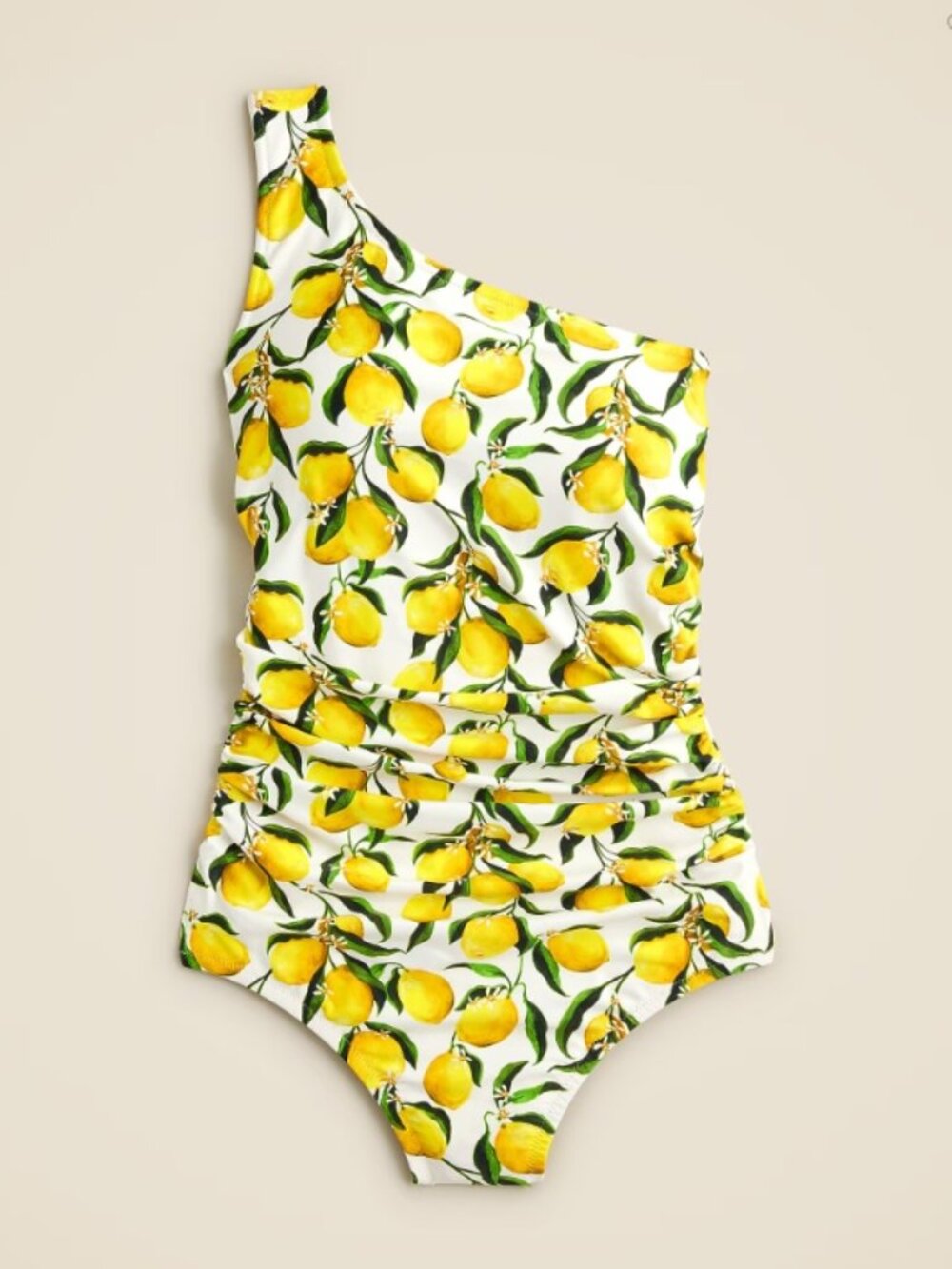 J. Crew Ruched One-shoulder One-piece Swimsuit in Limoncello Size 12 NWT🍋